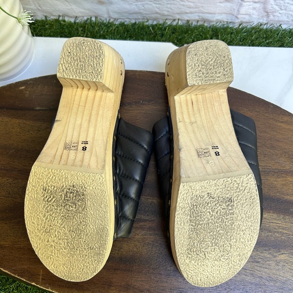 Beek Sandals Roller Platform Wood Heeled Clog Mule Black Leather Shoes size 8 - Picture 10 of 10